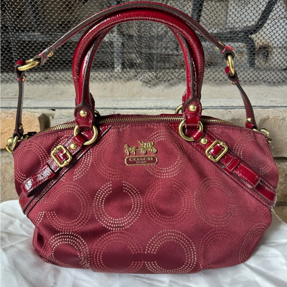 Coach Madison Burgundy Dotted Op Art Sophia Satchel No. G1093-15935